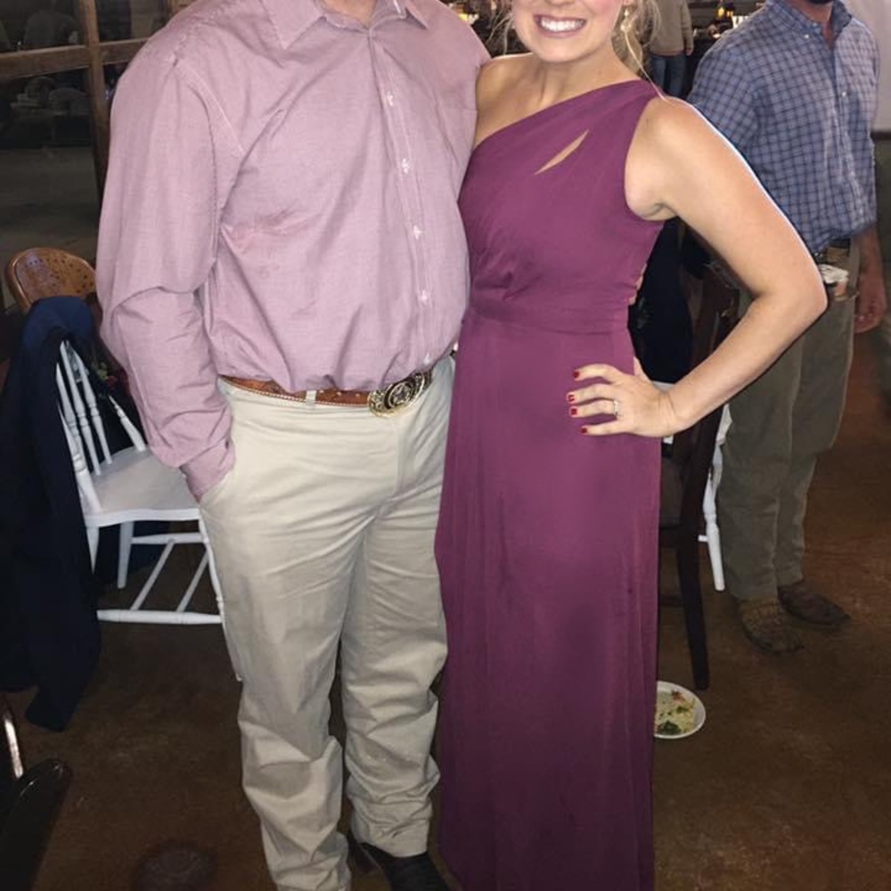 David’s Bridal One-shoulder crinkle chiffon dress